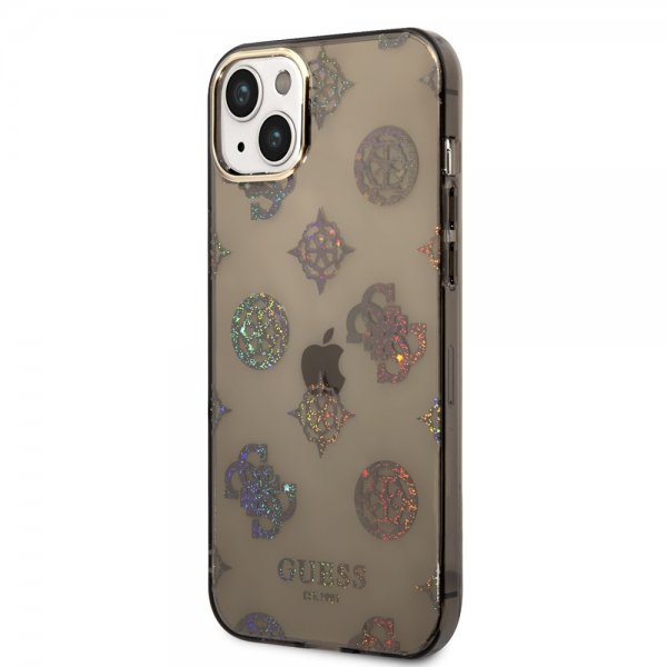 Guess iPhone 14 Plus Deksel Peony Glitter Svart