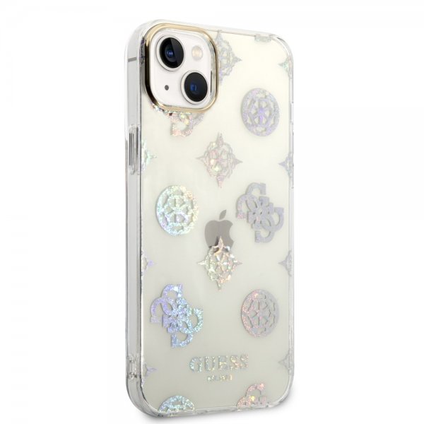 Guess iPhone 14 Plus Deksel Peony Glitter Hvit