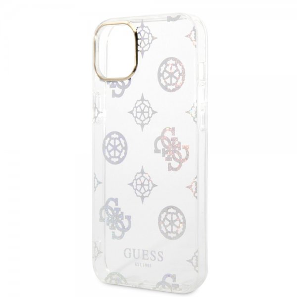 Guess iPhone 14 Plus Deksel Peony Glitter Hvit