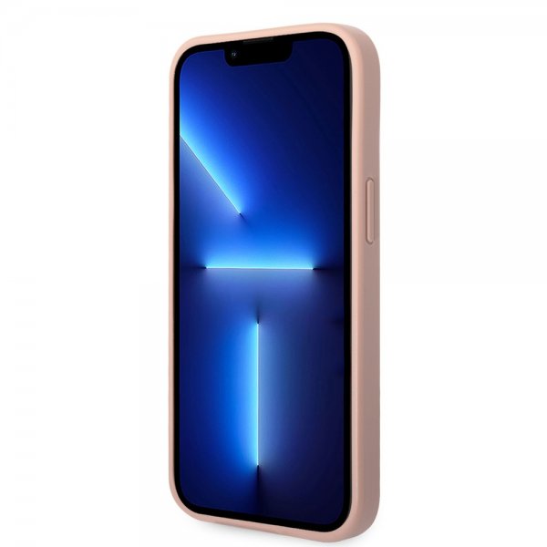 Guess iPhone 14 Plus Deksel Saffiano Metal Logo Stripes Rosa