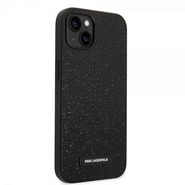 Karl Lagerfeld iPhone 14 Plus Deksel Solid Glitter Plaque Logo Svart