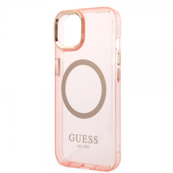 Guess iPhone 14 Plus Deksel Translucent MagSafe Rosa
