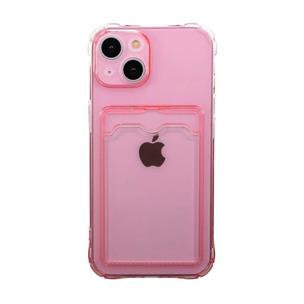 iPhone 14 Plus Deksel Kortholder Støtsikker Rosa