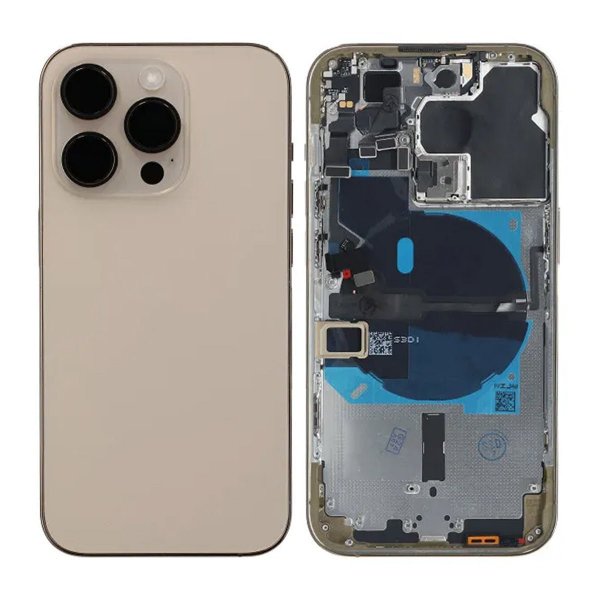 iPhone 14 Pro Bakside med komplett ramme OEM - Gull