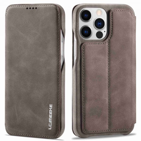Lc.Imeeke iPhone 14 Pro Etui Flip Mørkebrun