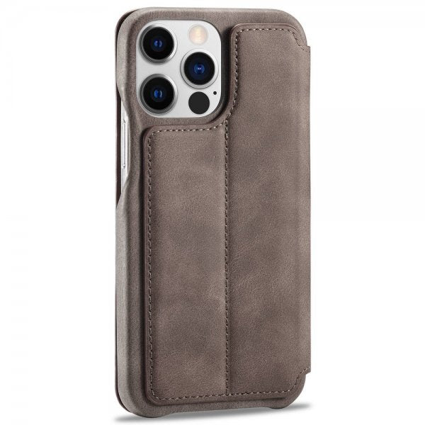 Lc.Imeeke iPhone 14 Pro Etui Flip Mørkebrun
