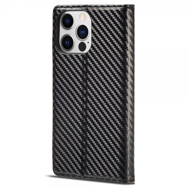 Lc.Imeeke iPhone 14 Pro Etui Karbonfibertekstur Rød Stripe Vertical