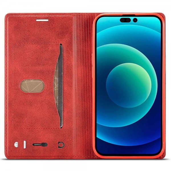Lc.Imeeke iPhone 14 Pro Etui Kortlomme Utside Rød