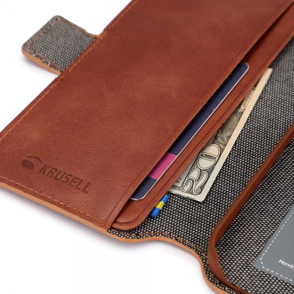 Krusell iPhone 14 Pro Etui Leather PhoneWallet Cognac