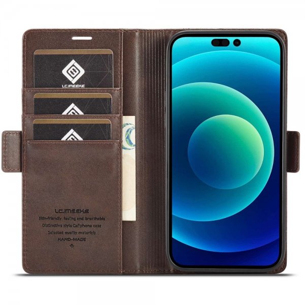 Lc.Imeeke iPhone 14 Pro Etui med Kortlomme Brun