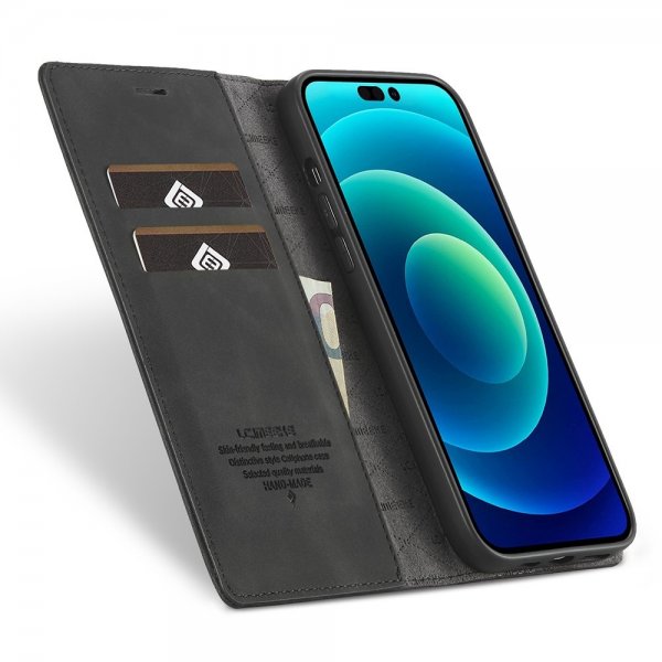 Lc.Imeeke iPhone 14 Pro Etui med Kortlomme flipp Svart