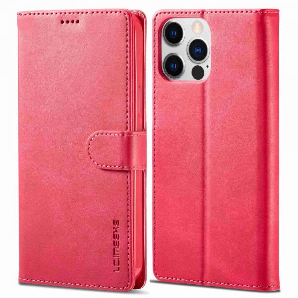 Lc.Imeeke iPhone 14 Pro Etui med Kortlomme stativfunksjon Magenta