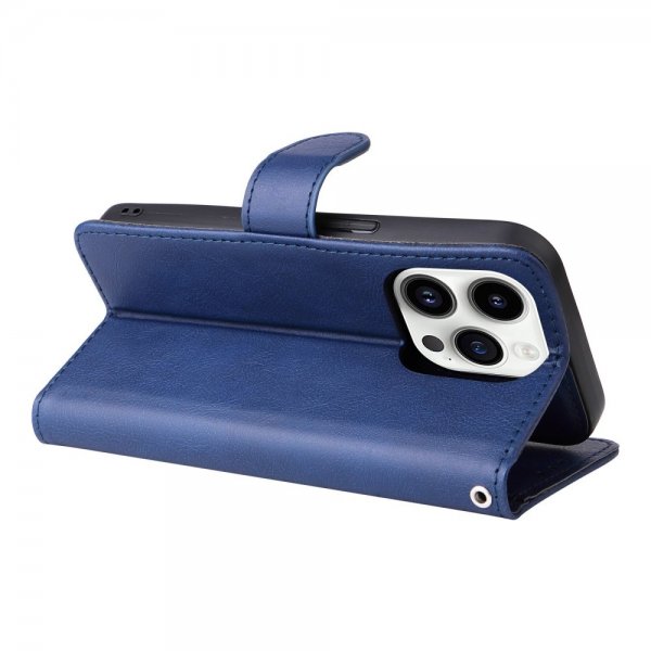 iPhone 14 Pro Etui Avtagbart Deksel KT Leather Series-3 Blå