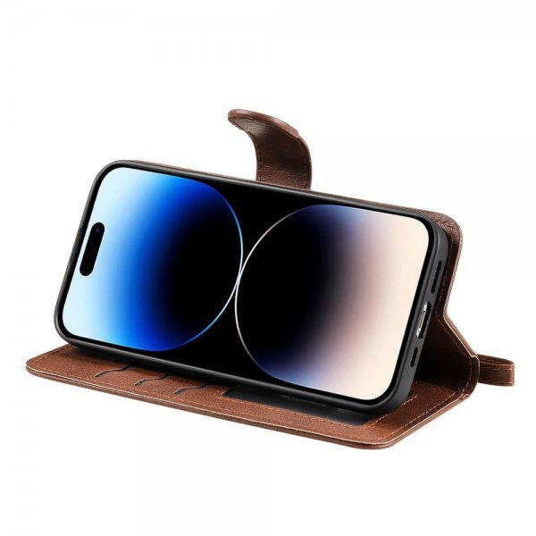iPhone 14 Pro Etui Avtagbart Deksel KT Leather Series-3 Brun