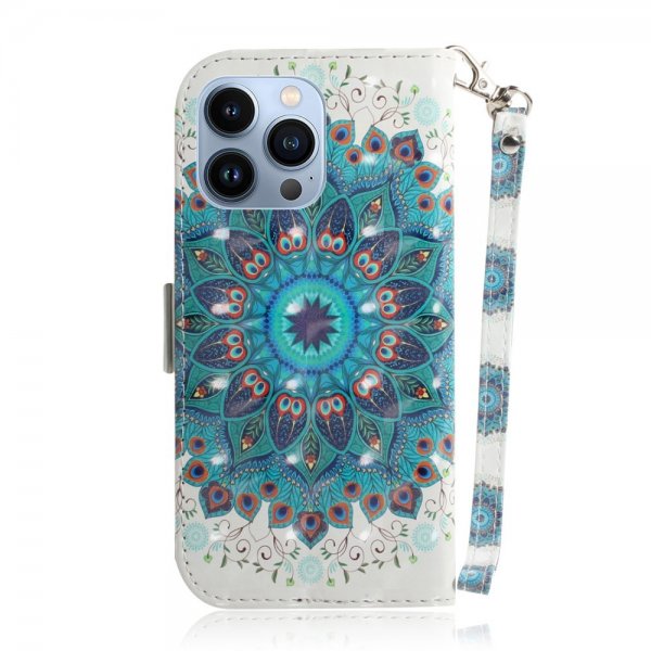 iPhone 14 Pro Etui Motiv Blå Mandala