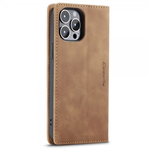 CaseMe iPhone 14 Pro Etui Retro Flip Brun