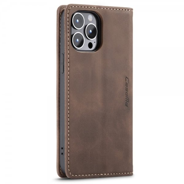 CaseMe iPhone 14 Pro Etui Retro Flip Kaffe