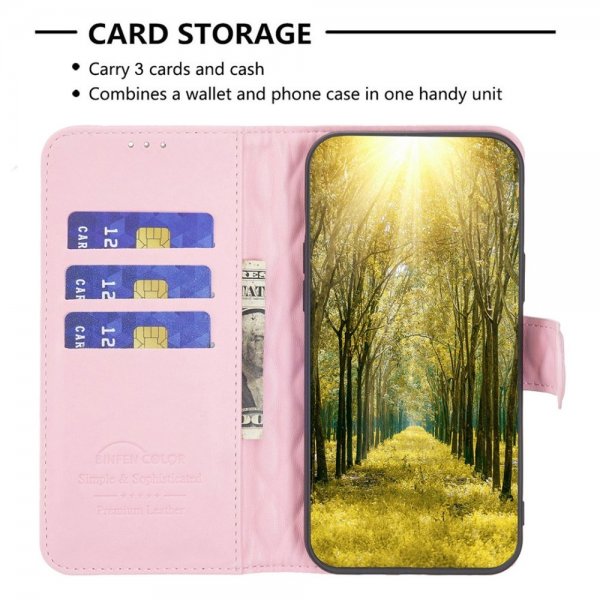 iPhone 14 Pro Etui Rombemønster Rosa