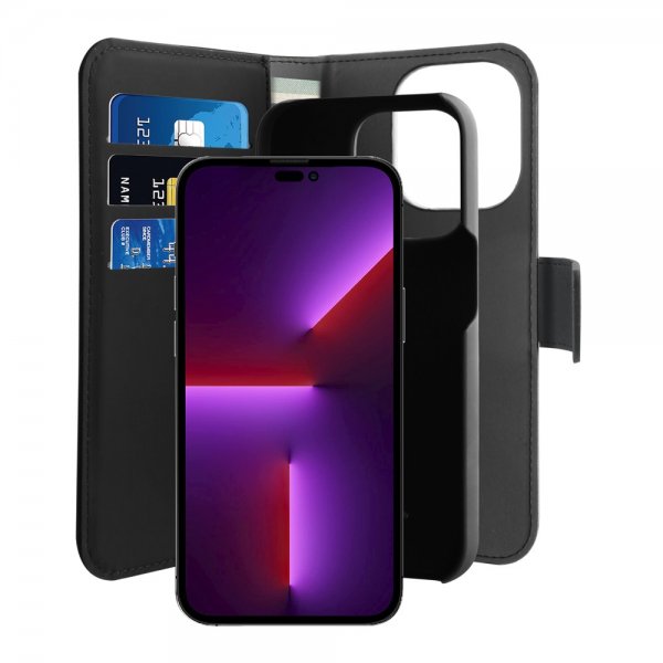 Puro iPhone 14 Pro Etui Wallet Detachable 2 in 1 Svart