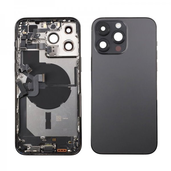 iPhone 14 Pro Max bakside med komplett ramme - svart