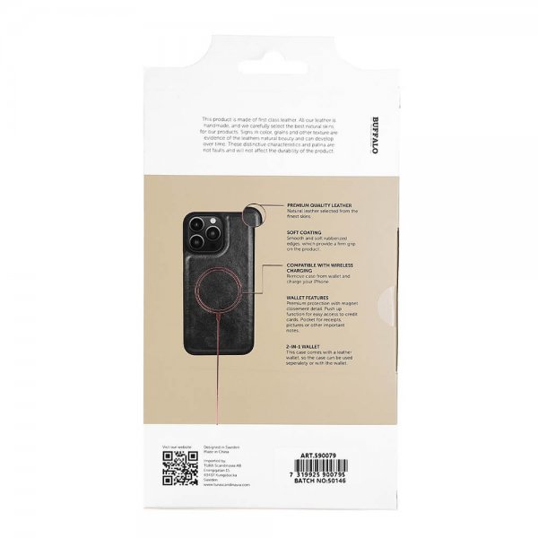 Buffalo iPhone 14 Pro Max Etui 2-in-1 Detachable Wallet Svart
