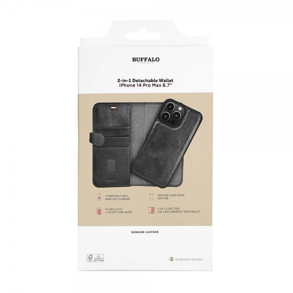 Buffalo iPhone 14 Pro Max Etui 2-in-1 Detachable Wallet Svart