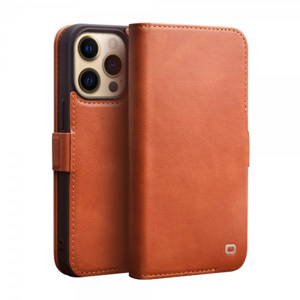 Qialino iPhone 14 Pro Max Etui Brun