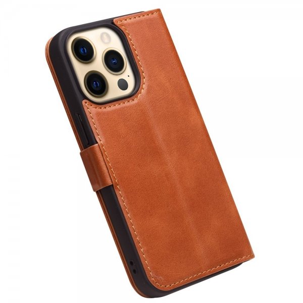 Qialino iPhone 14 Pro Max Etui Brun