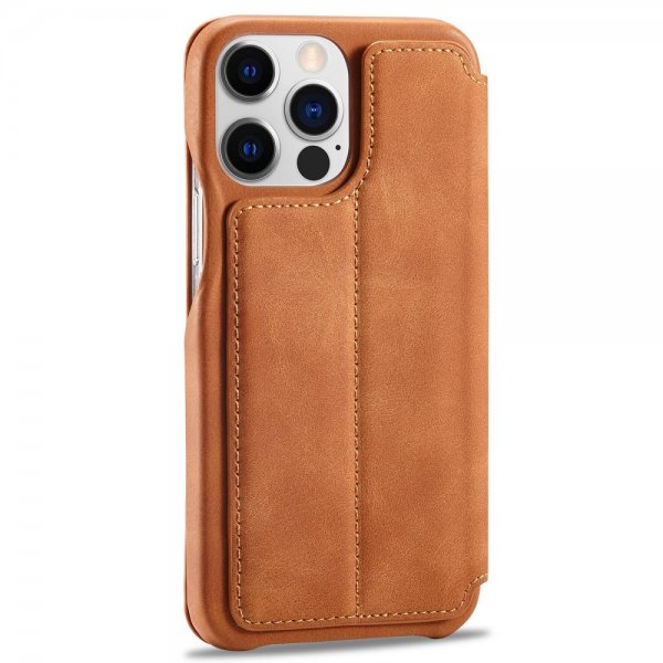 Lc.Imeeke iPhone 14 Pro Max Etui Flip Lysebrun
