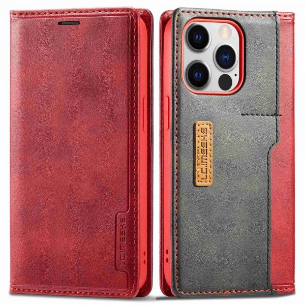 Lc.Imeeke iPhone 14 Pro Max Etui Kortlomme Utside Rød