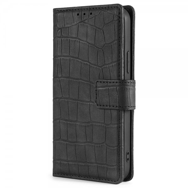 iPhone 14 Pro Max Etui Krokodillemønster Svart