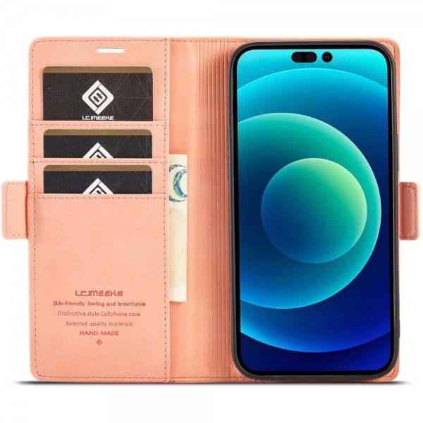 Lc.Imeeke iPhone 14 Pro Max Etui med Kortlomme Rosa