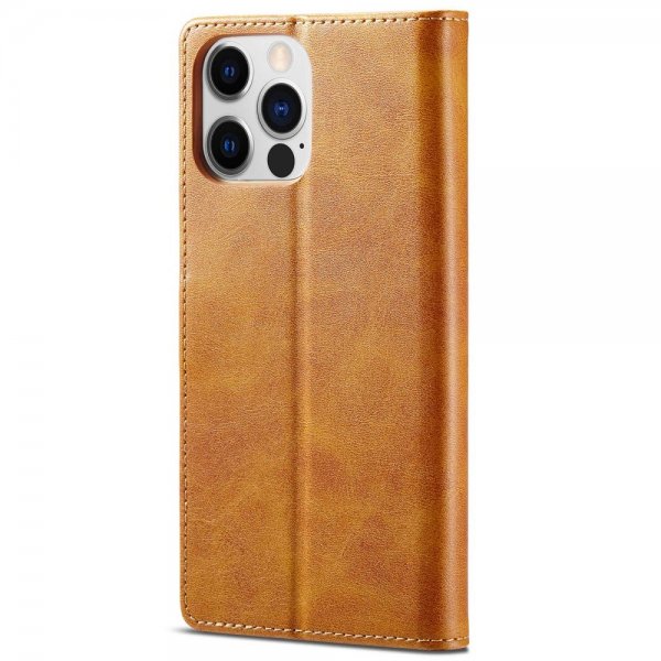 Lc.Imeeke iPhone 14 Pro Max Etui med Kortlomme stativfunksjon Lysebrun