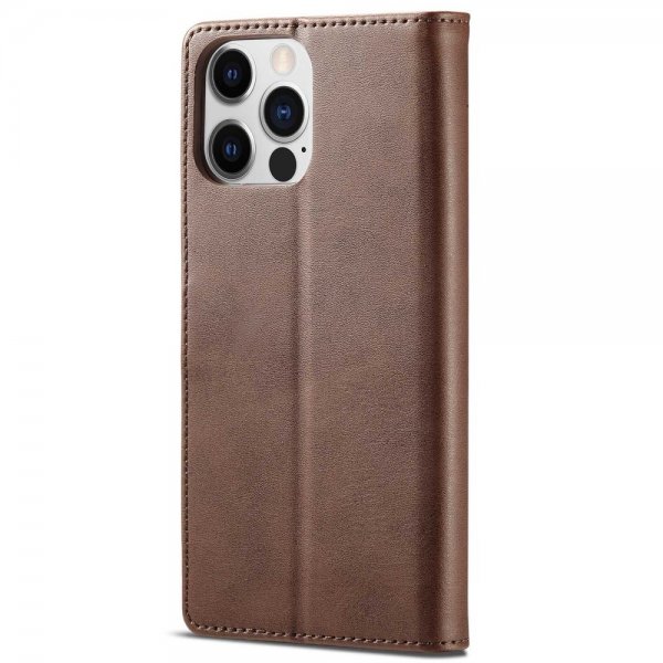 Lc.Imeeke iPhone 14 Pro Max Etui med Kortlomme stativfunksjon Mørkebrun