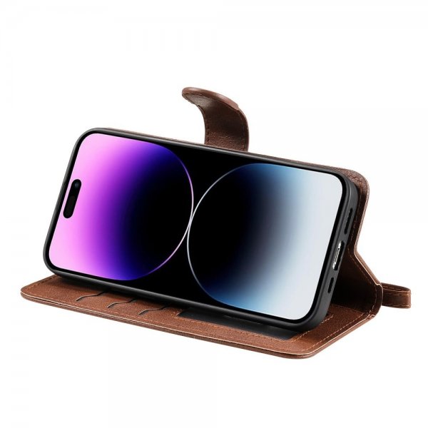 iPhone 14 Pro Max Etui Avtagbart Deksel KT Leather Series-3 Brun