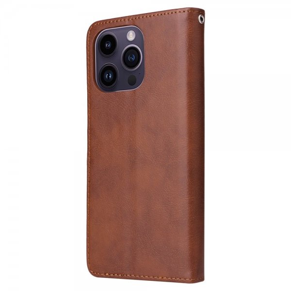 iPhone 14 Pro Max Etui Avtagbart Deksel KT Leather Series-3 Brun