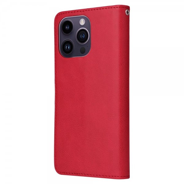 iPhone 14 Pro Max Etui Avtagbart Deksel KT Leather Series-3 Rød