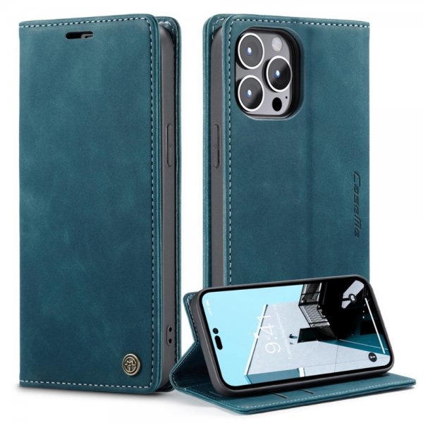 CaseMe iPhone 14 Pro Max Etui Retro Flip Petrol