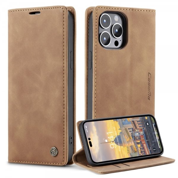 CaseMe iPhone 14 Pro Max Etui Retro Flip Brun