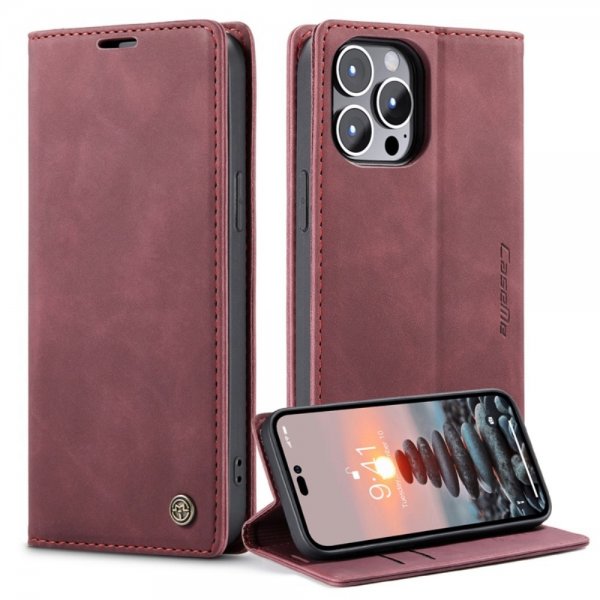 CaseMe iPhone 14 Pro Max Etui Retro Flip Rød