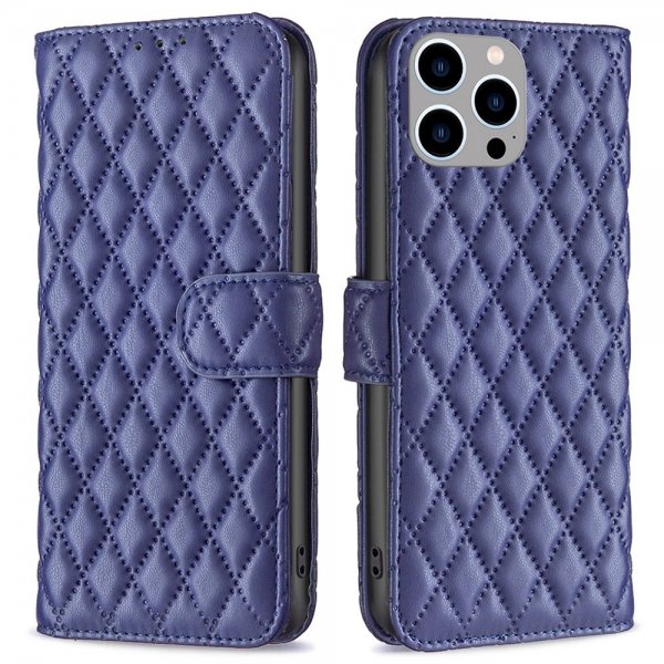 iPhone 14 Pro Max Etui Rombemønster Blå