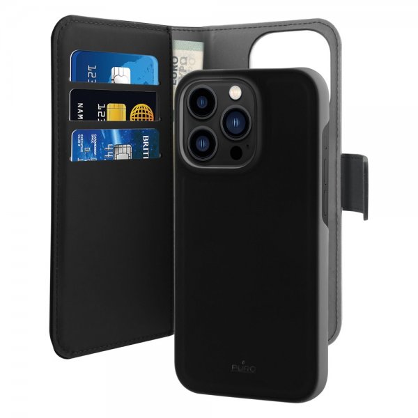Puro iPhone 14 Pro Max Etui Wallet Detachable 2 in 1 Svart