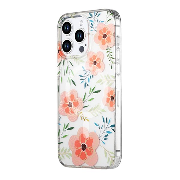 iPhone 14 Pro Max Deksel Blomstermønster MagSafe Rosa