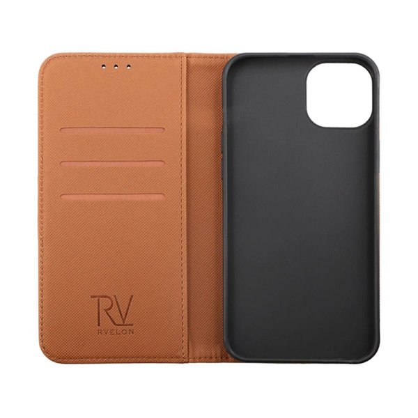 Rvelon iPhone 14 Pro Max Etui Utbrettbar Kortlomme Brun