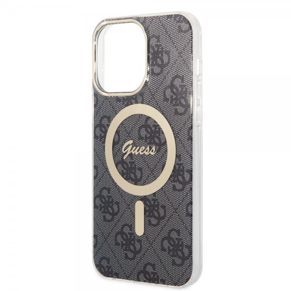 Guess iPhone 14 Pro Max Deksel 4G Pattern MagSafe Svart