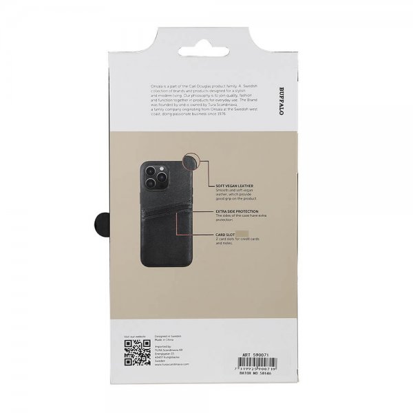 Buffalo iPhone 14 Pro Max Deksel Backcover with Card Slots Svart