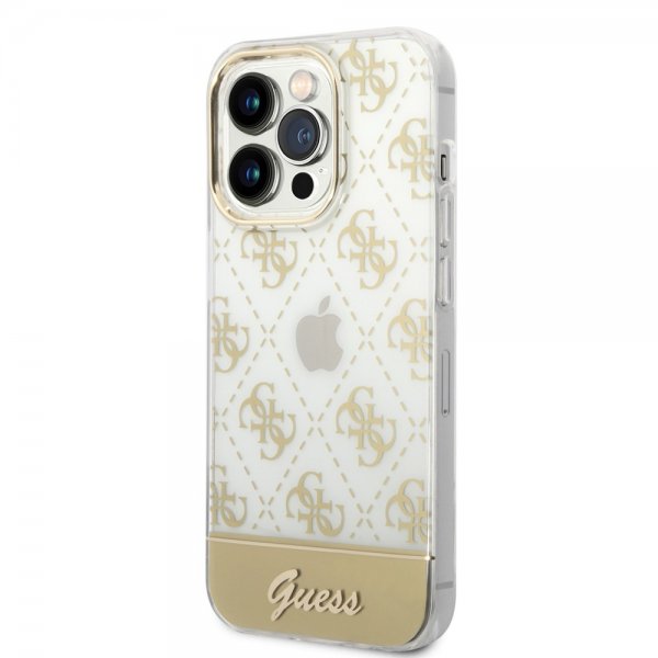 Guess iPhone 14 Pro Max Deksel Bottom Stripe Script Logo Gull