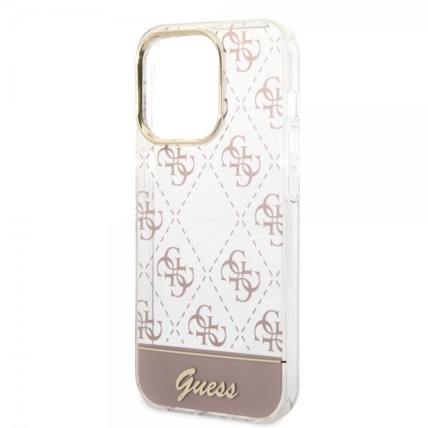 Guess iPhone 14 Pro Max Deksel Bottom Stripe Script Logo Rosa