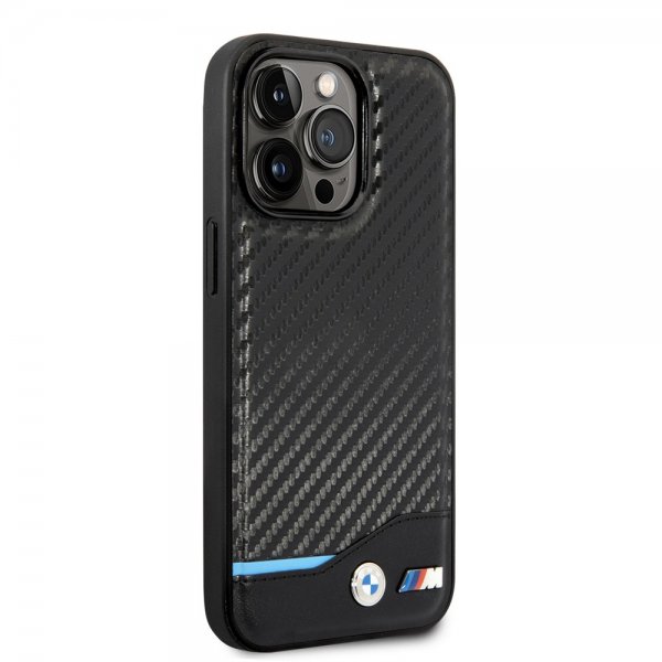 BMW iPhone 14 Pro Max Deksel Carbon Effect Printed Logo Svart
