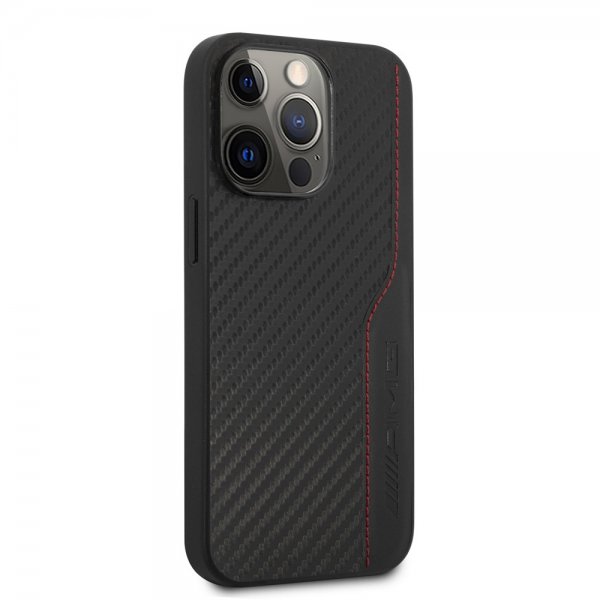 AMG iPhone 14 Pro Max Deksel Carbon Effect Stamped Logo Svart